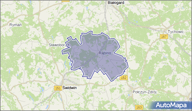 gmina Rąbino - powiat świdwiński na mapie Targeo