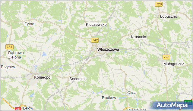 gmina Radków - powiat włoszczowski na mapie Targeo