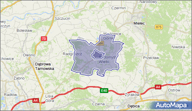 gmina Radomyśl Wielki - powiat mielecki na mapie Targeo