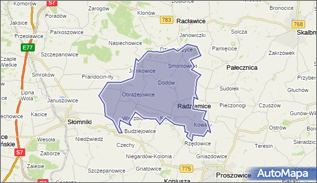 gmina Radziemice - powiat proszowicki na mapie Targeo