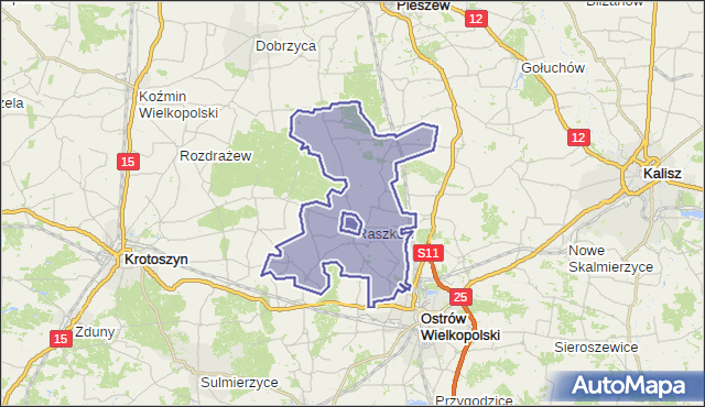 gmina Raszków - powiat ostrowski na mapie Targeo