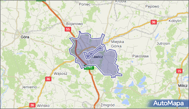 gmina Rawicz - powiat rawicki na mapie Targeo