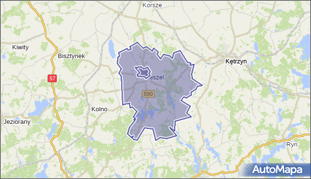 gmina Reszel - powiat kętrzyński na mapie Targeo