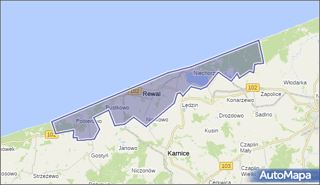 gmina Rewal - powiat gryficki na mapie Targeo
