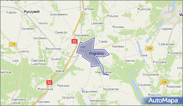 gmina Rogoźno - powiat obornicki na mapie Targeo