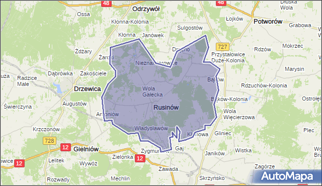 gmina Rusinów - powiat przysuski na mapie Targeo