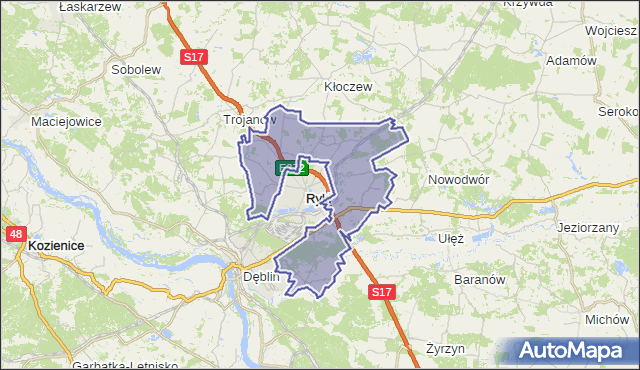 gmina Ryki - powiat rycki na mapie Targeo