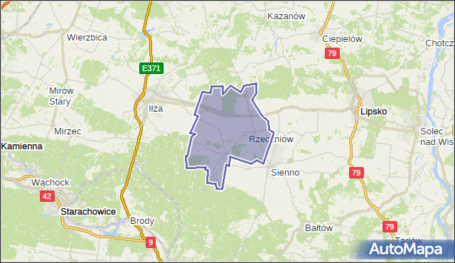 gmina Rzeczniów - powiat lipski na mapie Targeo