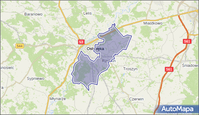 gmina Rzekuń - powiat ostrołęcki na mapie Targeo