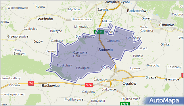 gmina Sadowie - powiat opatowski na mapie Targeo