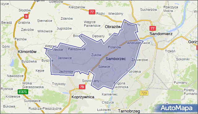 gmina Samborzec - powiat sandomierski na mapie Targeo