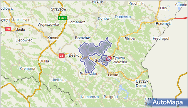 gmina Sanok - powiat sanocki na mapie Targeo