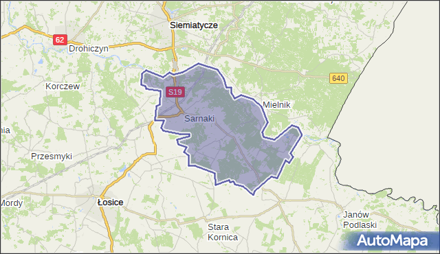 gmina Sarnaki - powiat łosicki na mapie Targeo