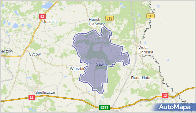 gmina Sawin - powiat chełmski na mapie Targeo