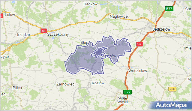 gmina Sędziszów - powiat jędrzejowski na mapie Targeo
