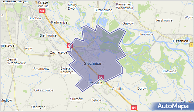 gmina Siechnice - powiat wrocławski na mapie Targeo