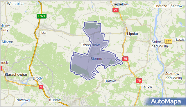 gmina Sienno - powiat lipski na mapie Targeo