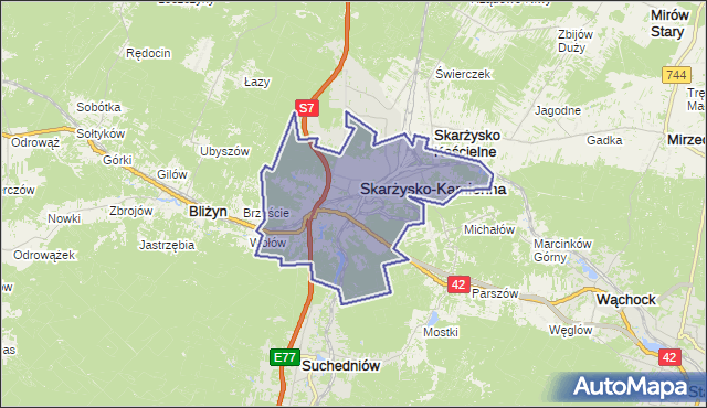 gmina Skarżysko-Kamienna - powiat skarżyski na mapie Targeo