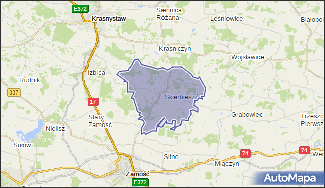gmina Skierbieszów - powiat zamojski na mapie Targeo