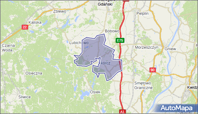 gmina Skórcz - powiat starogardzki na mapie Targeo