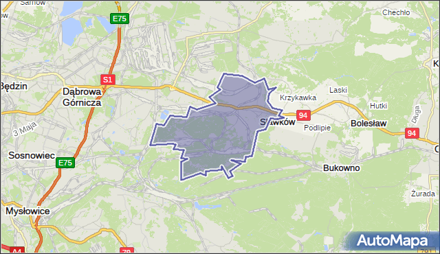 gmina Sławków - powiat będziński na mapie Targeo