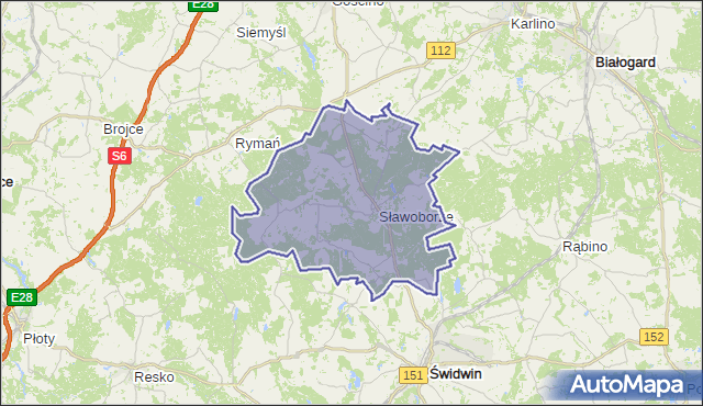 gmina Sławoborze - powiat świdwiński na mapie Targeo