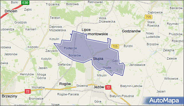 gmina Słupia - powiat skierniewicki na mapie Targeo