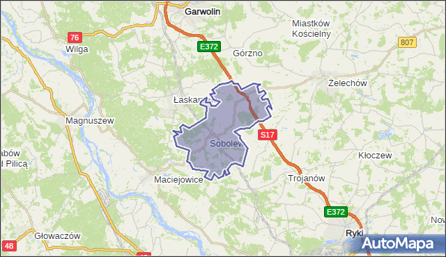 gmina Sobolew - powiat garwoliński na mapie Targeo