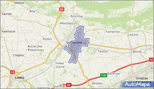 gmina Sochaczew - powiat sochaczewski na mapie Targeo
