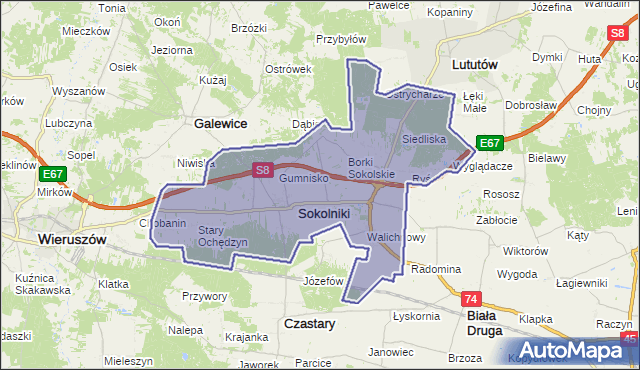 gmina Sokolniki - powiat wieruszowski na mapie Targeo