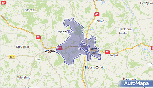 gmina Sokołów Podlaski - powiat sokołowski na mapie Targeo