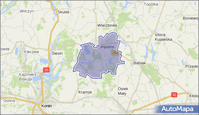 gmina Sompolno - powiat koniński na mapie Targeo