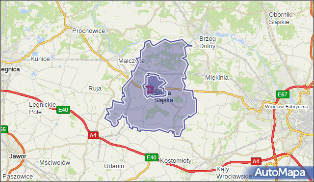 gmina Środa Śląska - powiat średzki na mapie Targeo