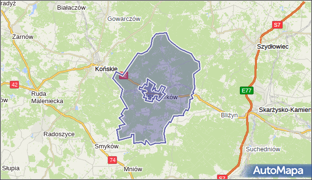 gmina Stąporków - powiat konecki na mapie Targeo