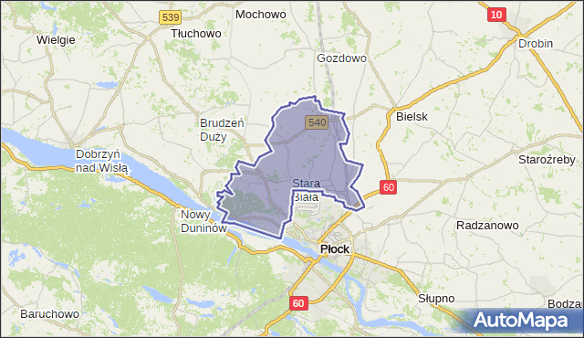 gmina Stara Biała - powiat płocki na mapie Targeo