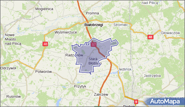 gmina Stara Błotnica - powiat białobrzeski na mapie Targeo