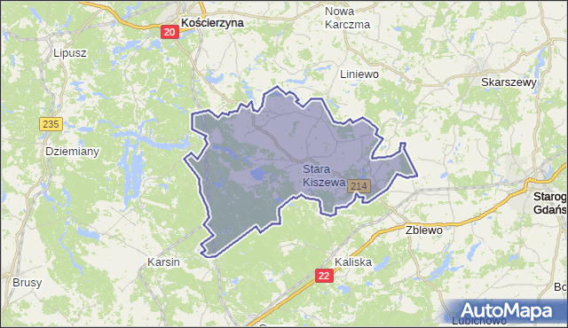 gmina Stara Kiszewa - powiat kościerski na mapie Targeo