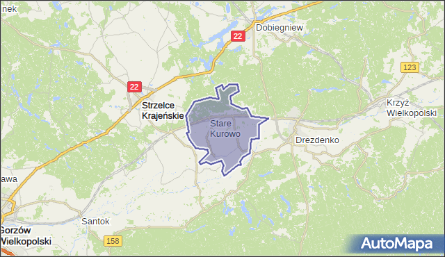gmina Stare Kurowo - powiat strzelecko-drezdenecki na mapie Targeo