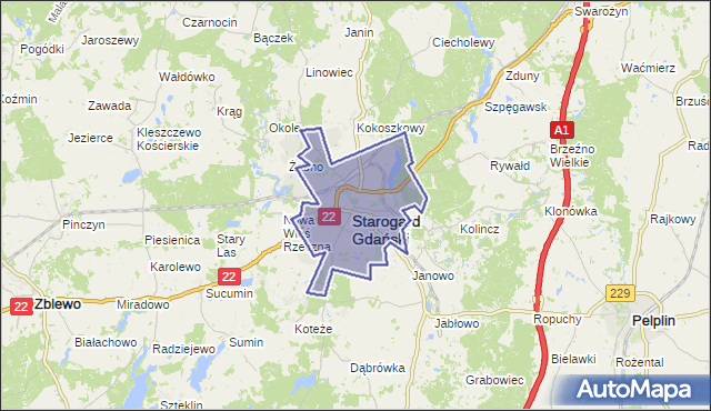 gmina Starogard Gdański - powiat starogardzki na mapie Targeo