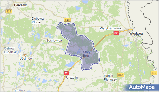 gmina Stary Brus - powiat włodawski na mapie Targeo