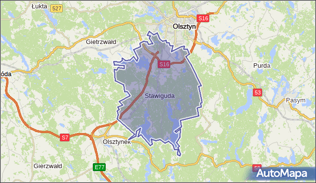 gmina Stawiguda - powiat olsztyński na mapie Targeo