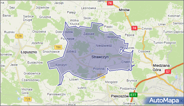 gmina Strawczyn - powiat kielecki na mapie Targeo