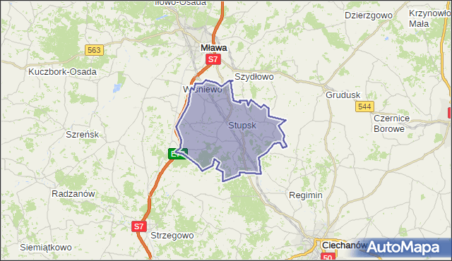 gmina Stupsk - powiat mławski na mapie Targeo
