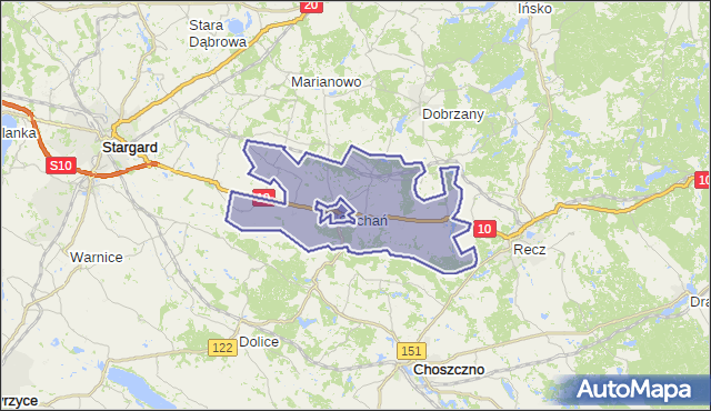 gmina Suchań - powiat stargardzki na mapie Targeo