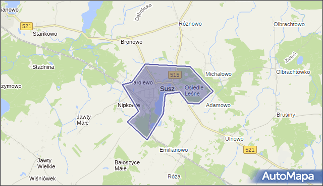 gmina Susz - powiat iławski na mapie Targeo