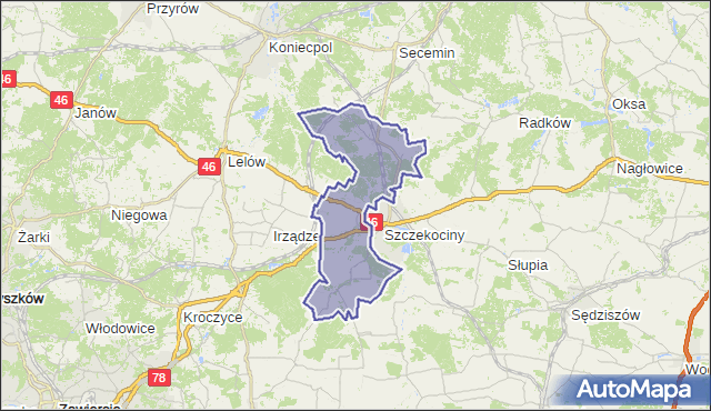 gmina Szczekociny - powiat zawierciański na mapie Targeo