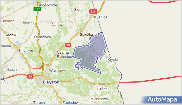 gmina Szudziałowo - powiat sokólski na mapie Targeo