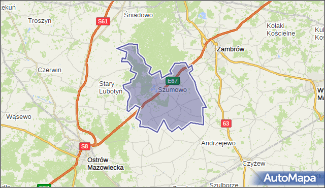 gmina Szumowo - powiat zambrowski na mapie Targeo