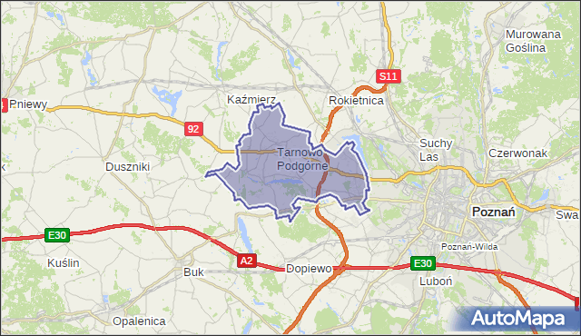 gmina Tarnowo Podgórne - powiat poznański na mapie Targeo