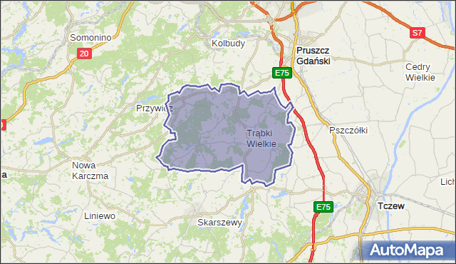 gmina Trąbki Wielkie - powiat gdański na mapie Targeo
